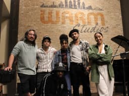 Lewis Christian w/ Engineer Victor Gaspar, Alejandro (Blk Odyssy Guitarist), Jasmine (Co-writer), Grace Sorensen (Guest Vocals) & Juwan (Blk Odyssy Producer)